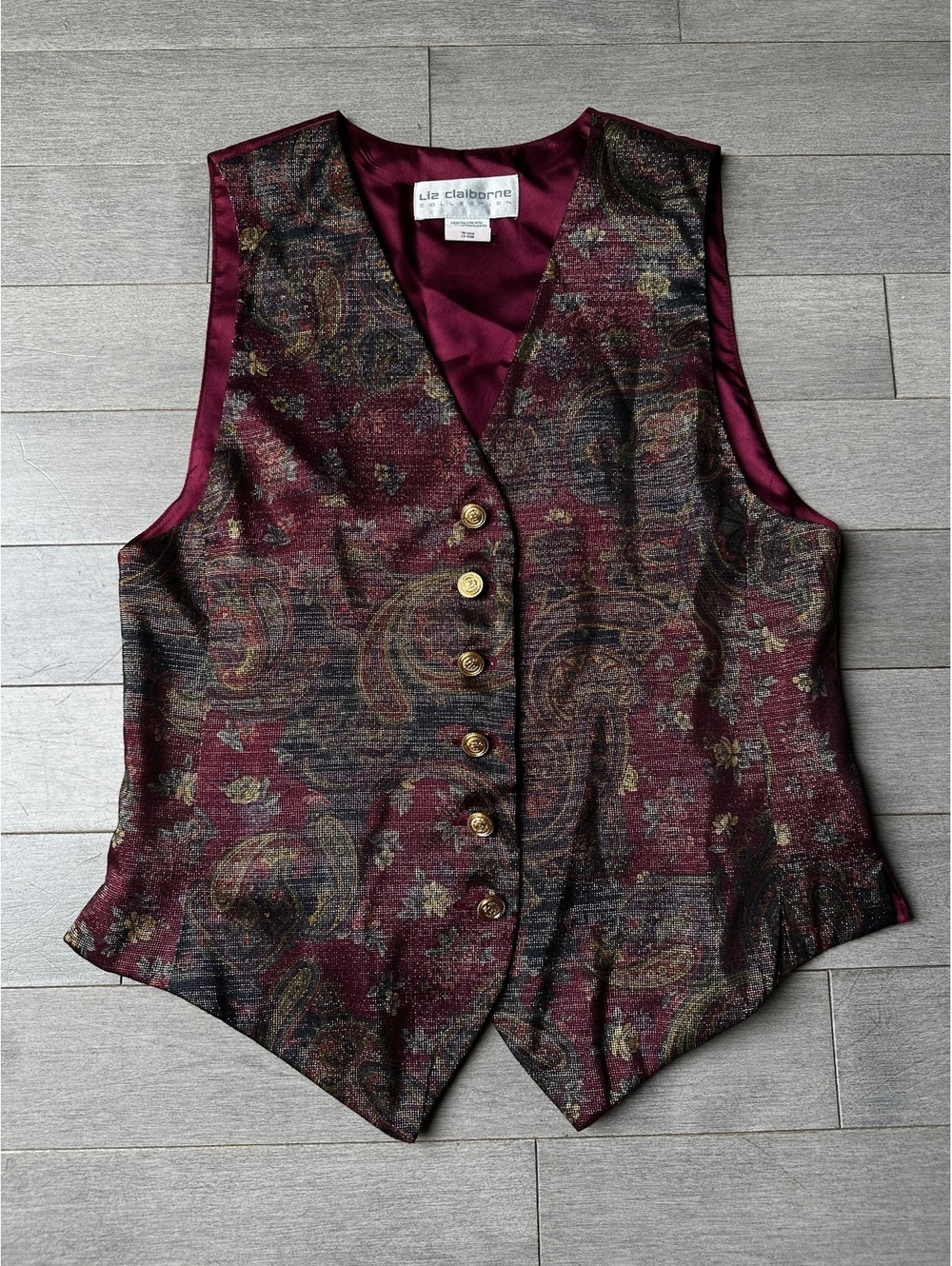 Liz Claiborne Collection Women's Vintage 90s Paisley Patterned Vest Size 12